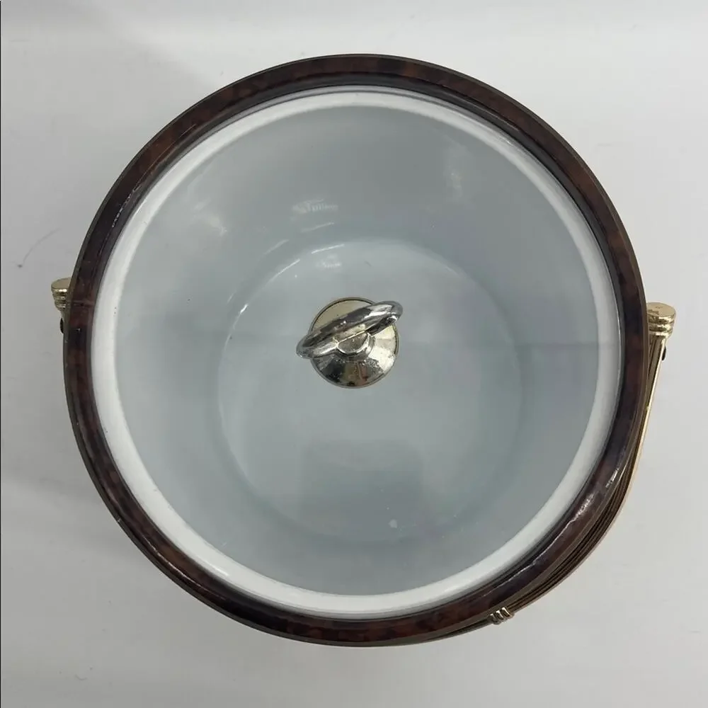 Vintage MCM Mid-Century Modern faux tortoiseshell barware ice bucket